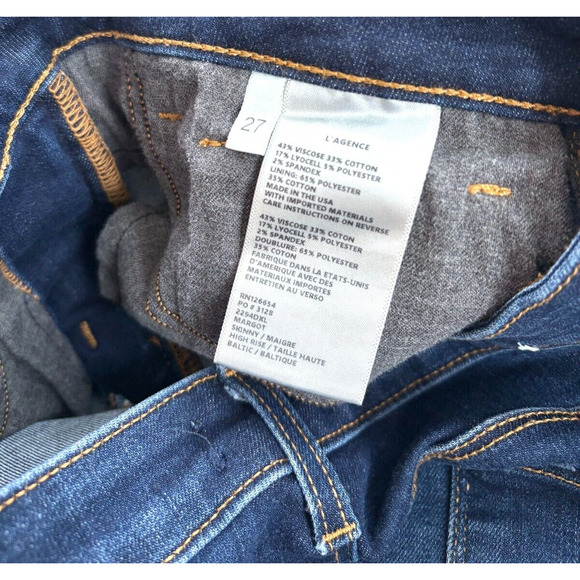 L'Agence Margot High Rise Skinny Ankle Jeans | Baltic Dark Wash 27 - Picture 3 of 7